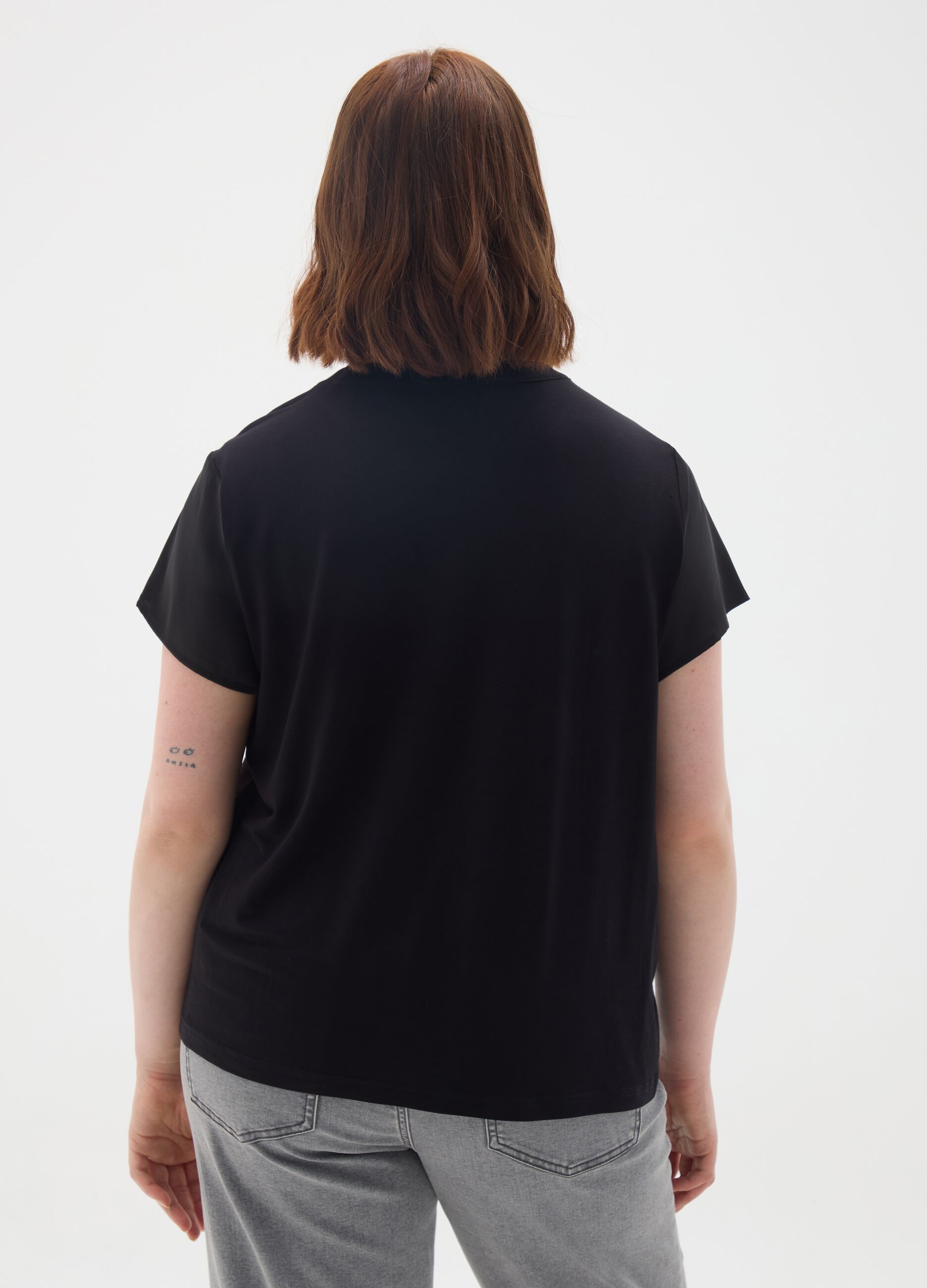 Black regular fit top with pleat