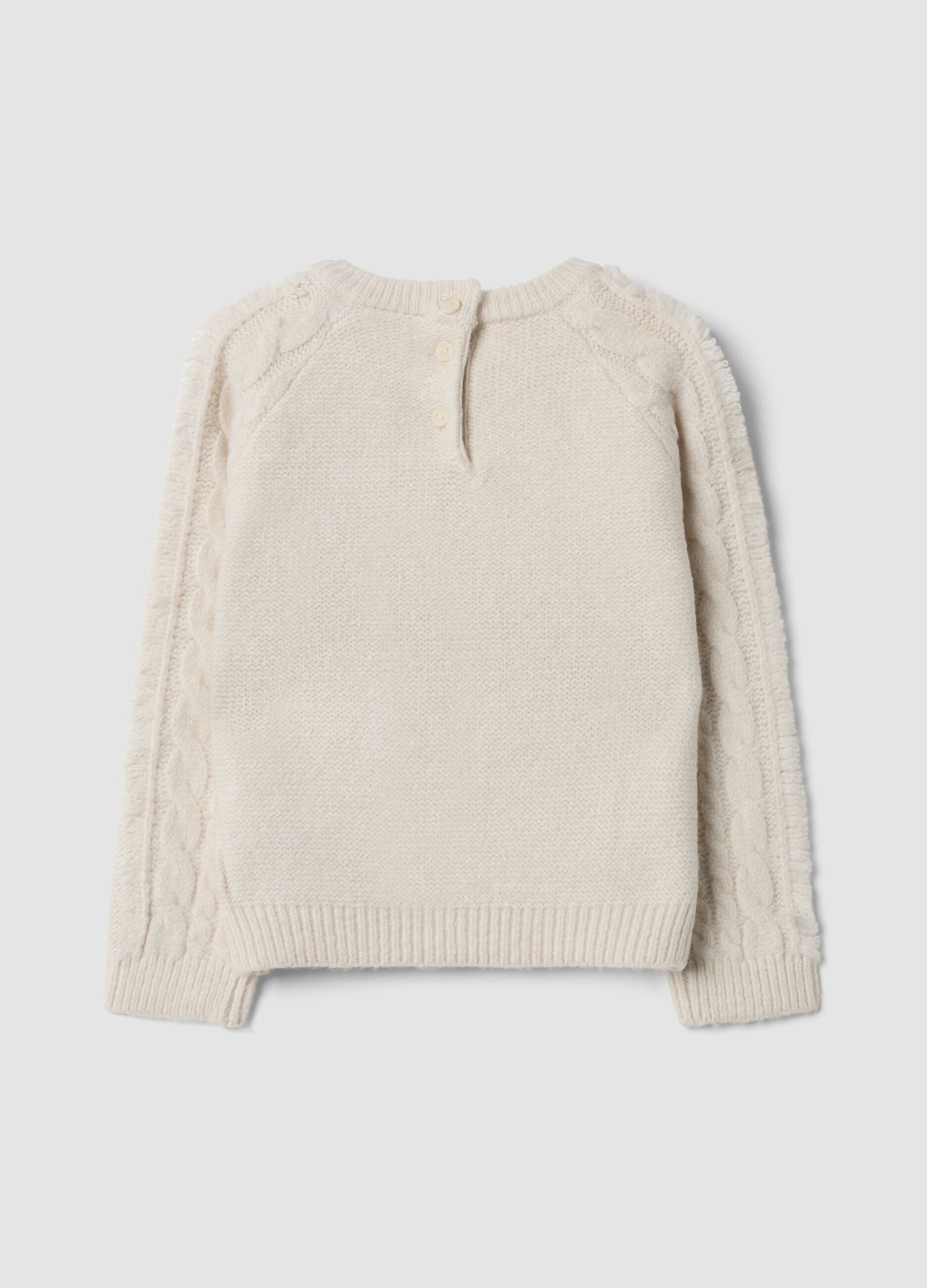 White regular-fit cable-knit stretch jumper