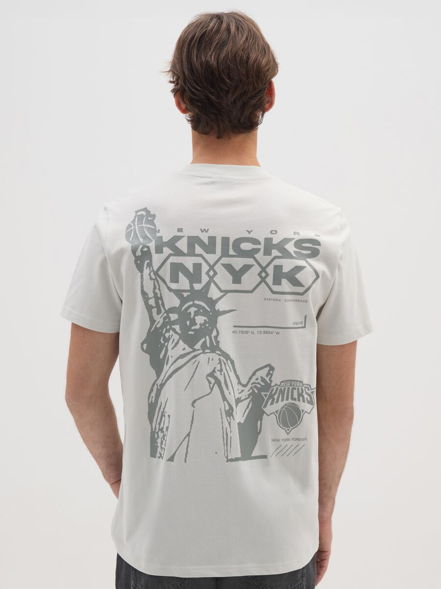 Grey pure cotton T-shirt with Knicks logo_2