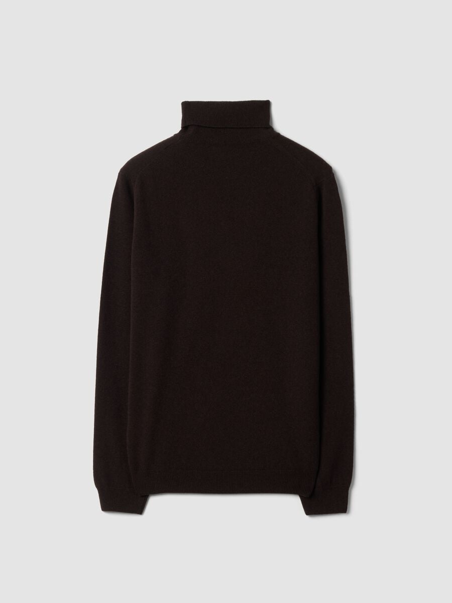 Maglia marrone dolcevita in pura lana di agnello_6