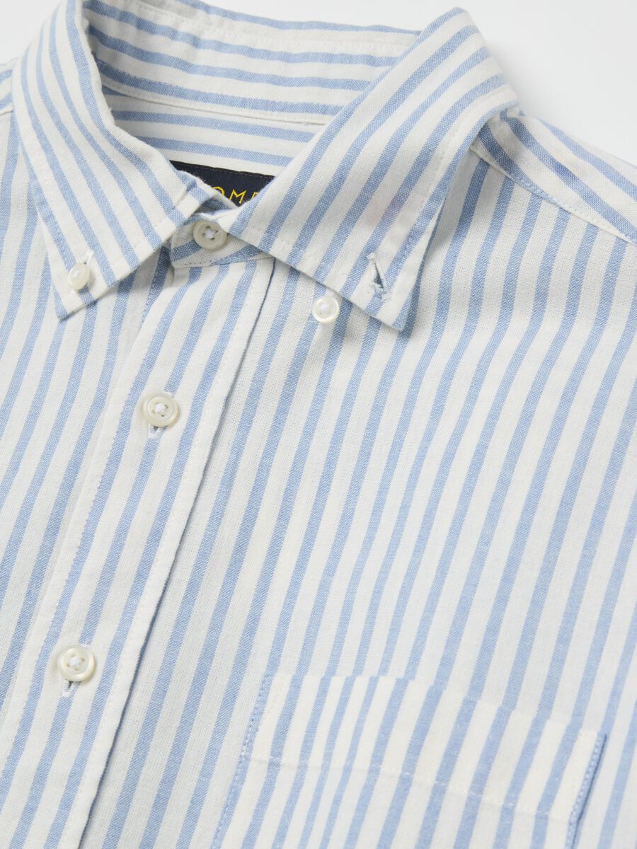 Striped regular-fit shirt in cotton and linen_5