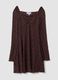 Brown stretch-fabric dress with deep V-neck, regular fit_4