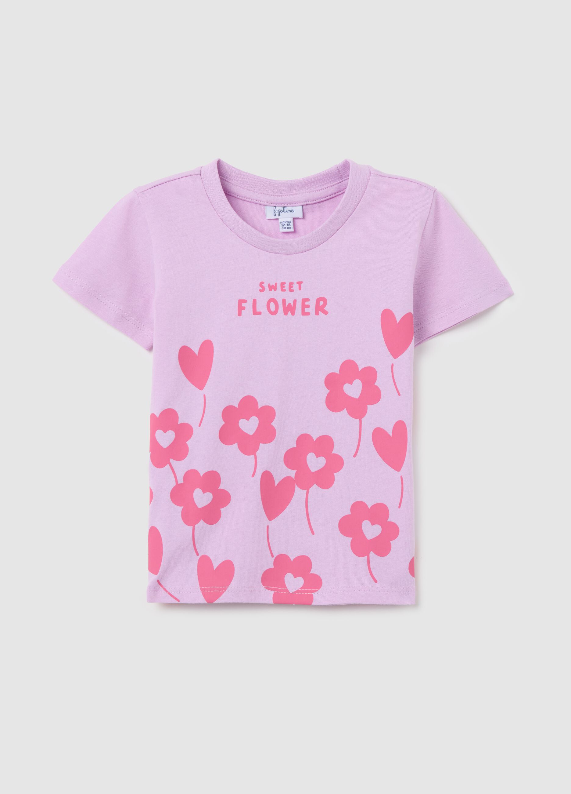T-shirt viola in cotone con stampa