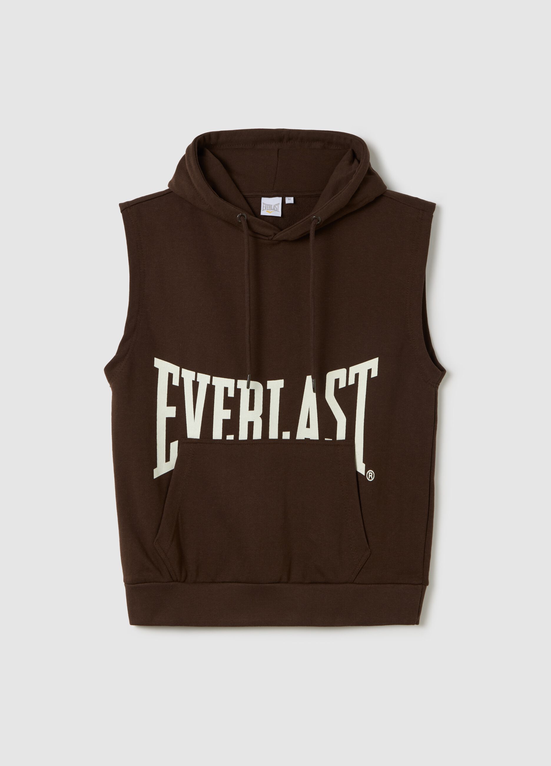 Brown sleeveless sweatshirt with print