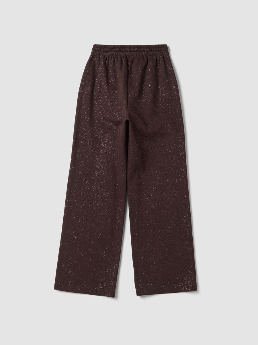 Brown wide-leg cotton-blend trousers with lurex_2