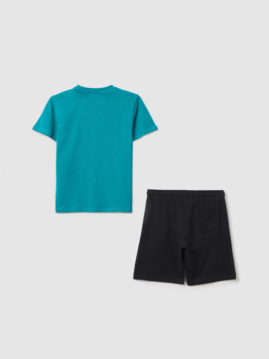 Children's jogging set in turquoise and black cotton_4