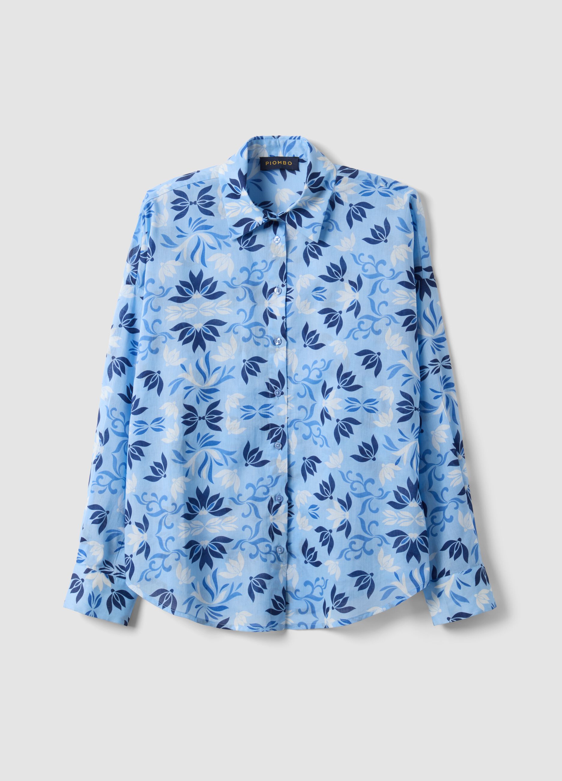 Light Blue Short-Sleeve Pure Cotton Shirt