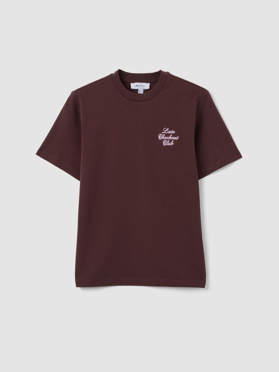 T-shirt marrone relaxed fit in puro cotone con scritta ricamata_4