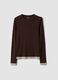 Brown cotton-blend crew-neck T-shirt_4