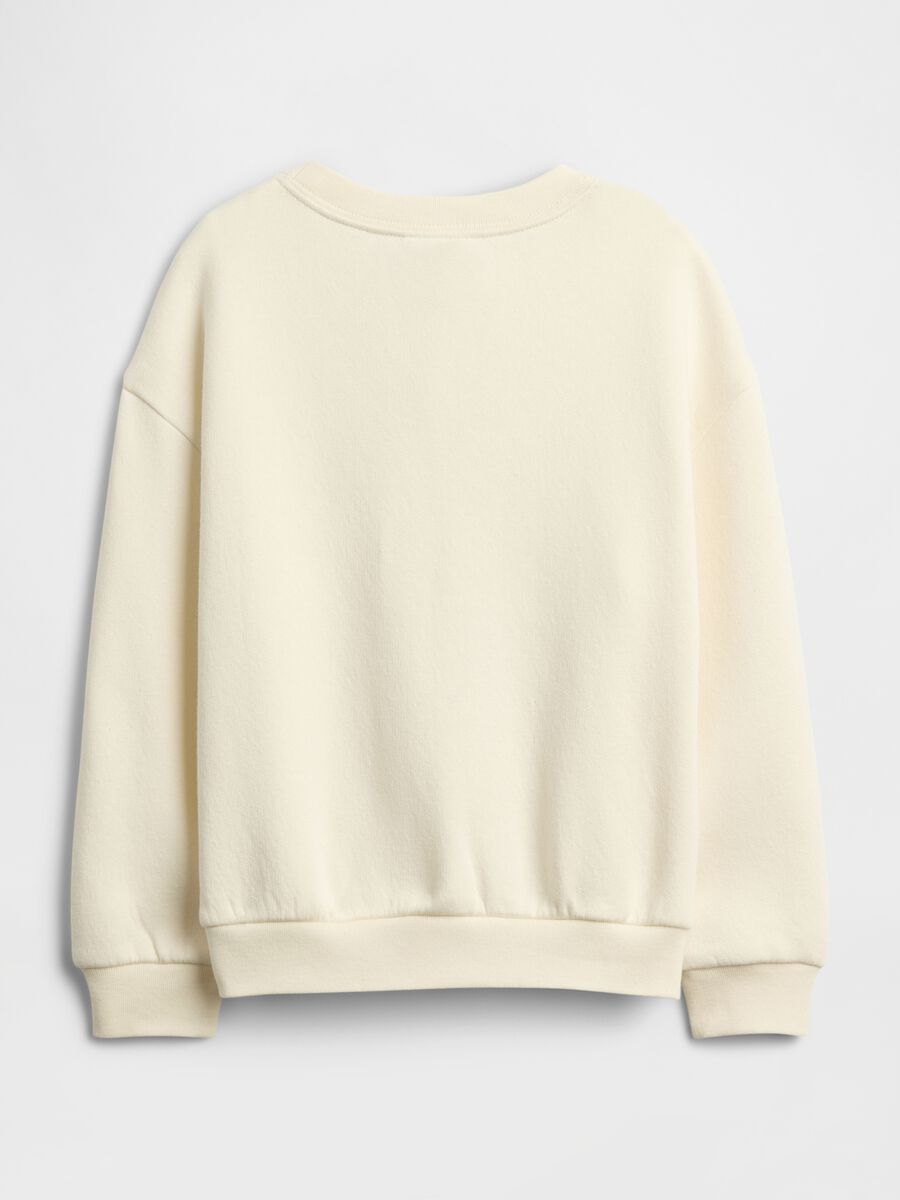 Beige crewneck sweatshirt with swan design_1