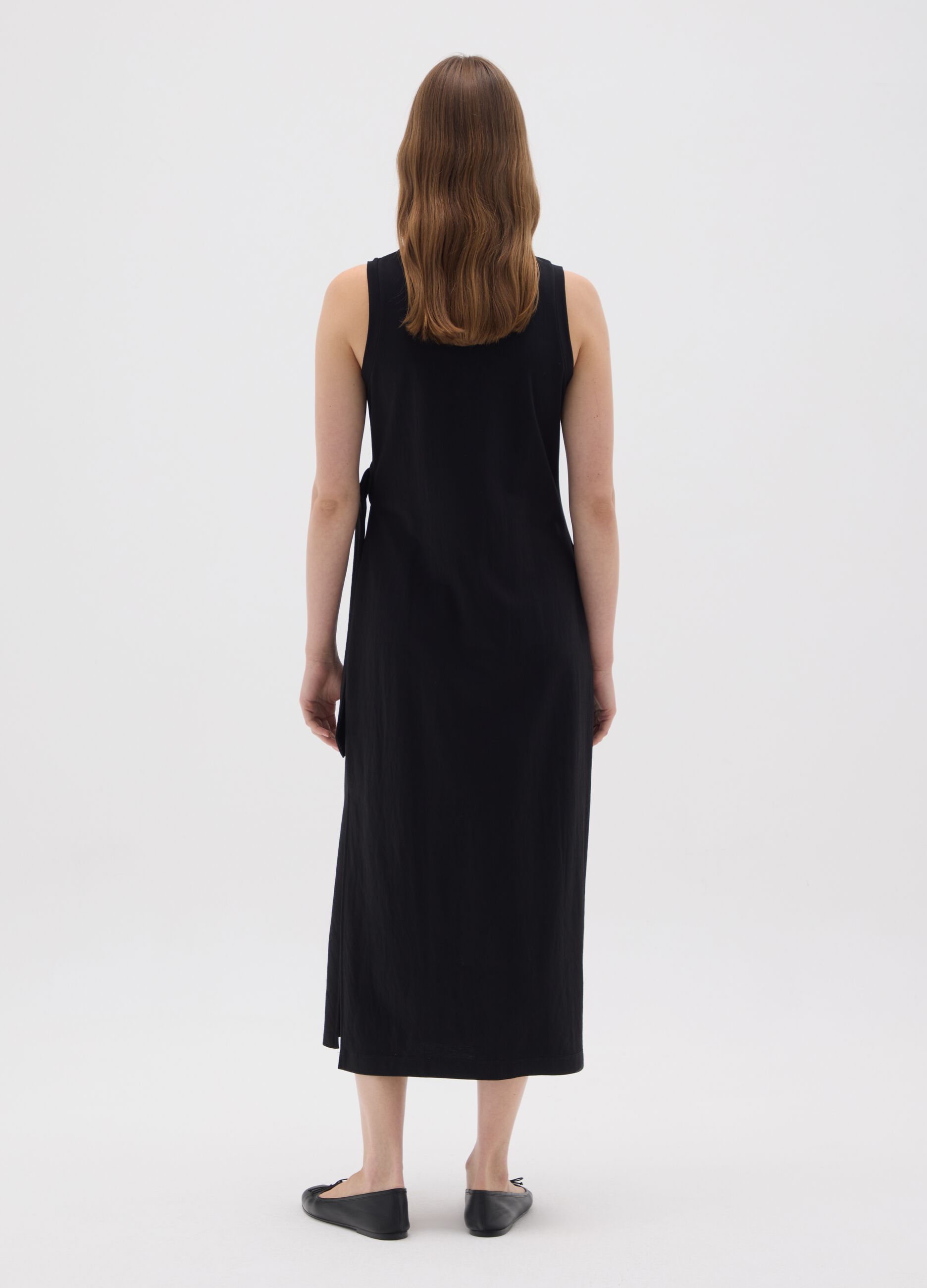 Black Slim Fit Mixed Fabric Dress