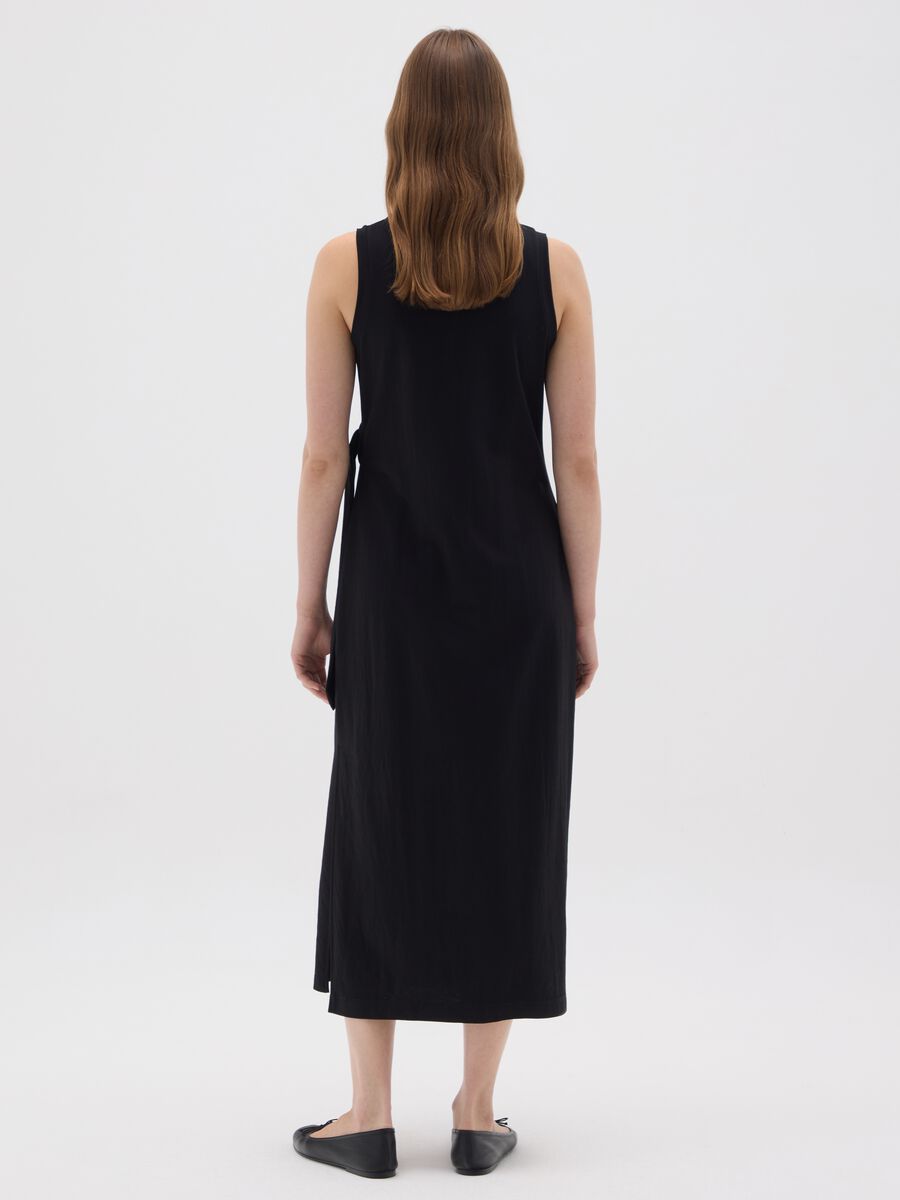 Black Slim Fit Mixed Fabric Dress_2
