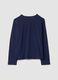 Maglia pigiama blu con scollo a V in cotone, lyocell e lana elasticizzata_6