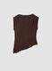 Brown stretch viscose T-shirt with draped neckline_5