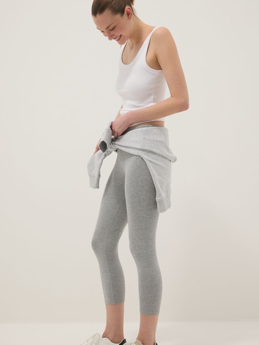 Skinny-fit grey stretch cotton leggings_0