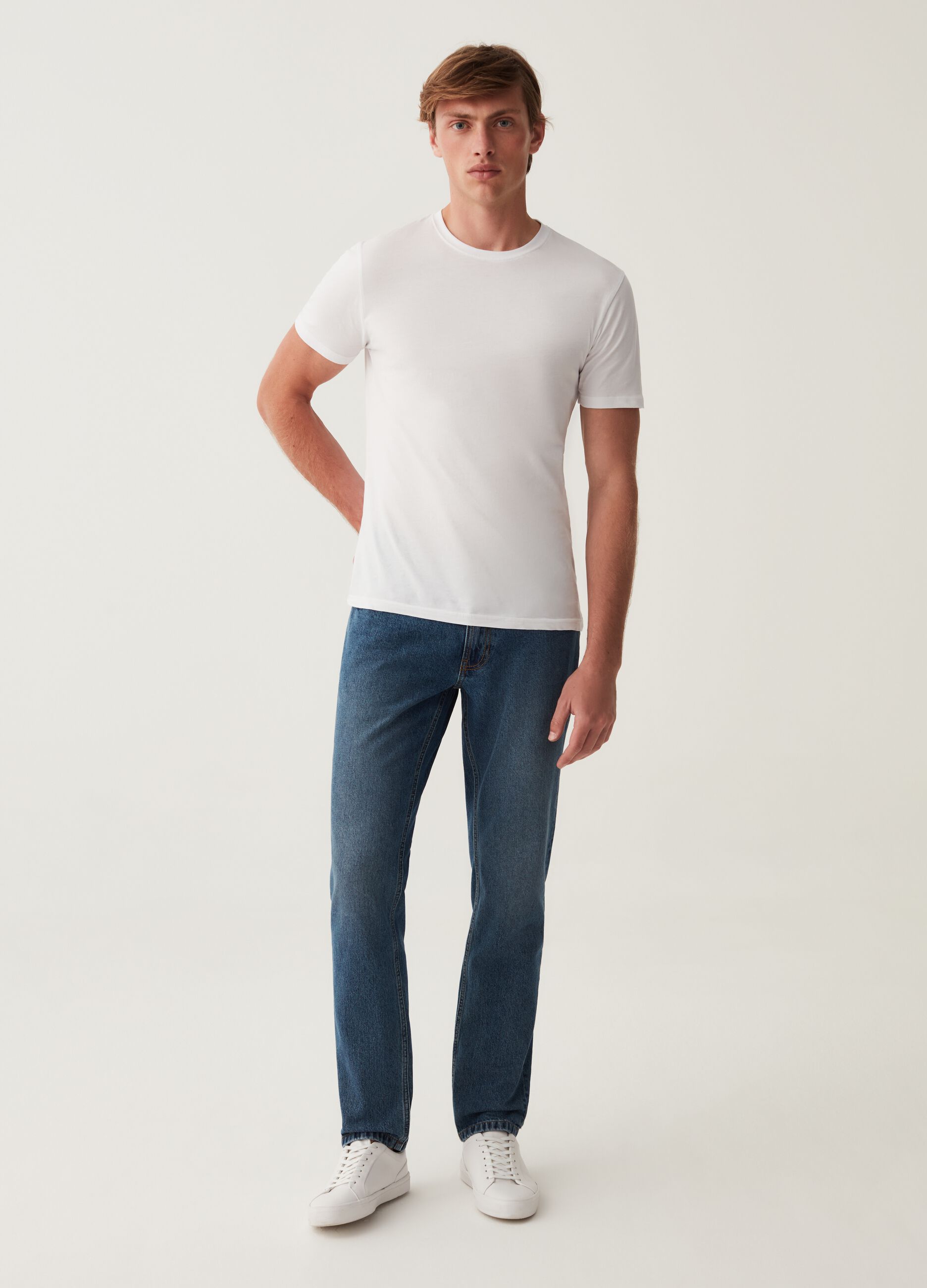 Jeans slim fit acid wash cinque tasche_0