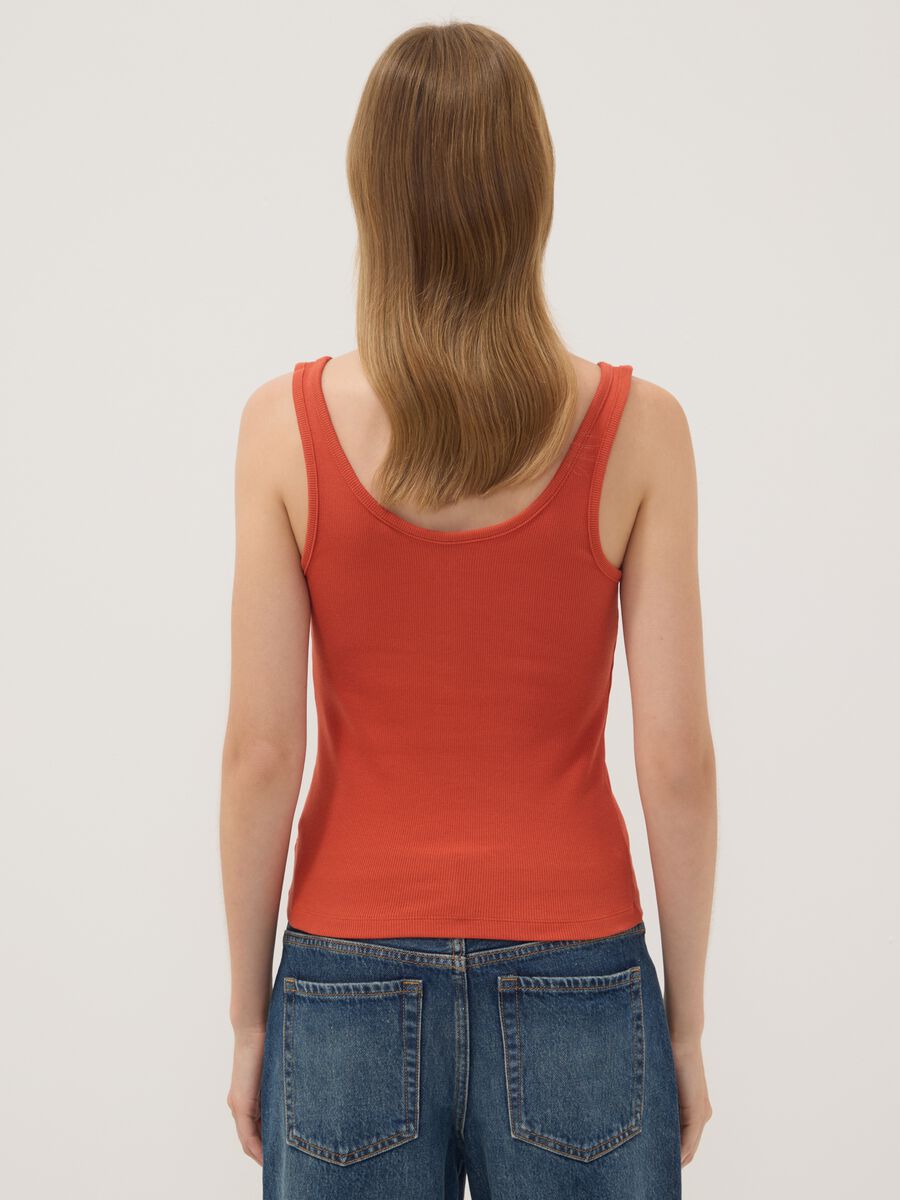 Tank top rosso in cotone elasticizzato con bottoni regular fit_3