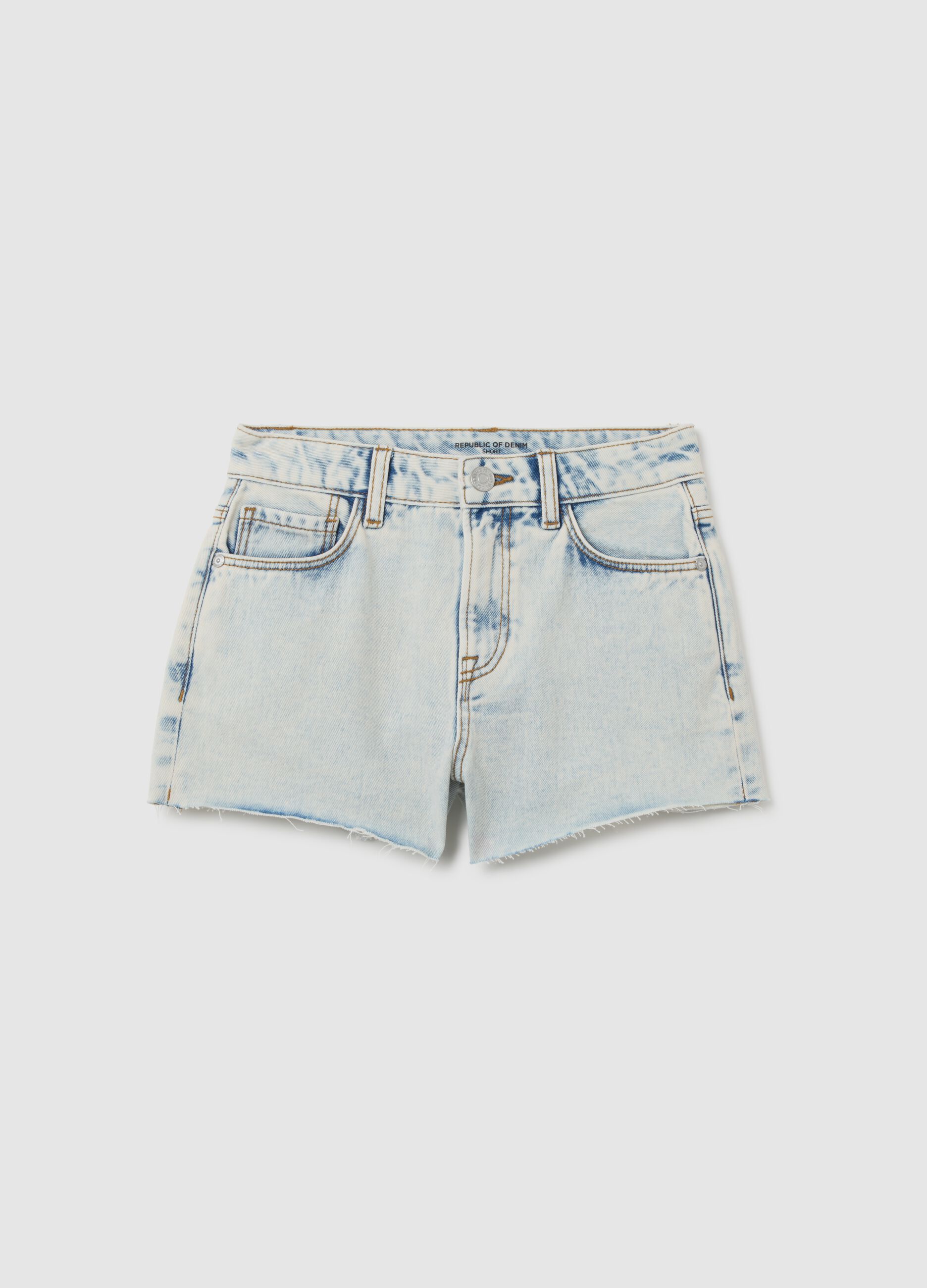 Girls' pure cotton light blue regular fit shorts