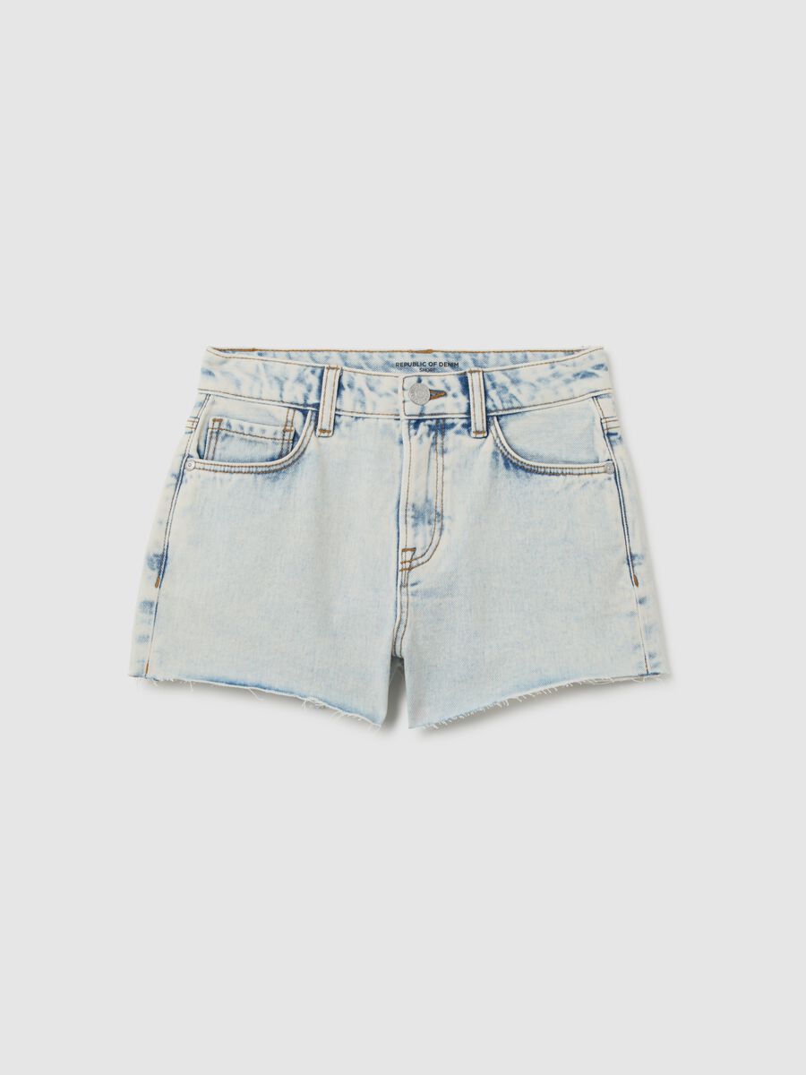 Girls' pure cotton light blue regular fit shorts_0