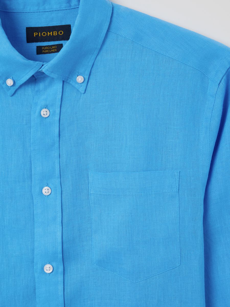 Sky blue pure linen shirt_5