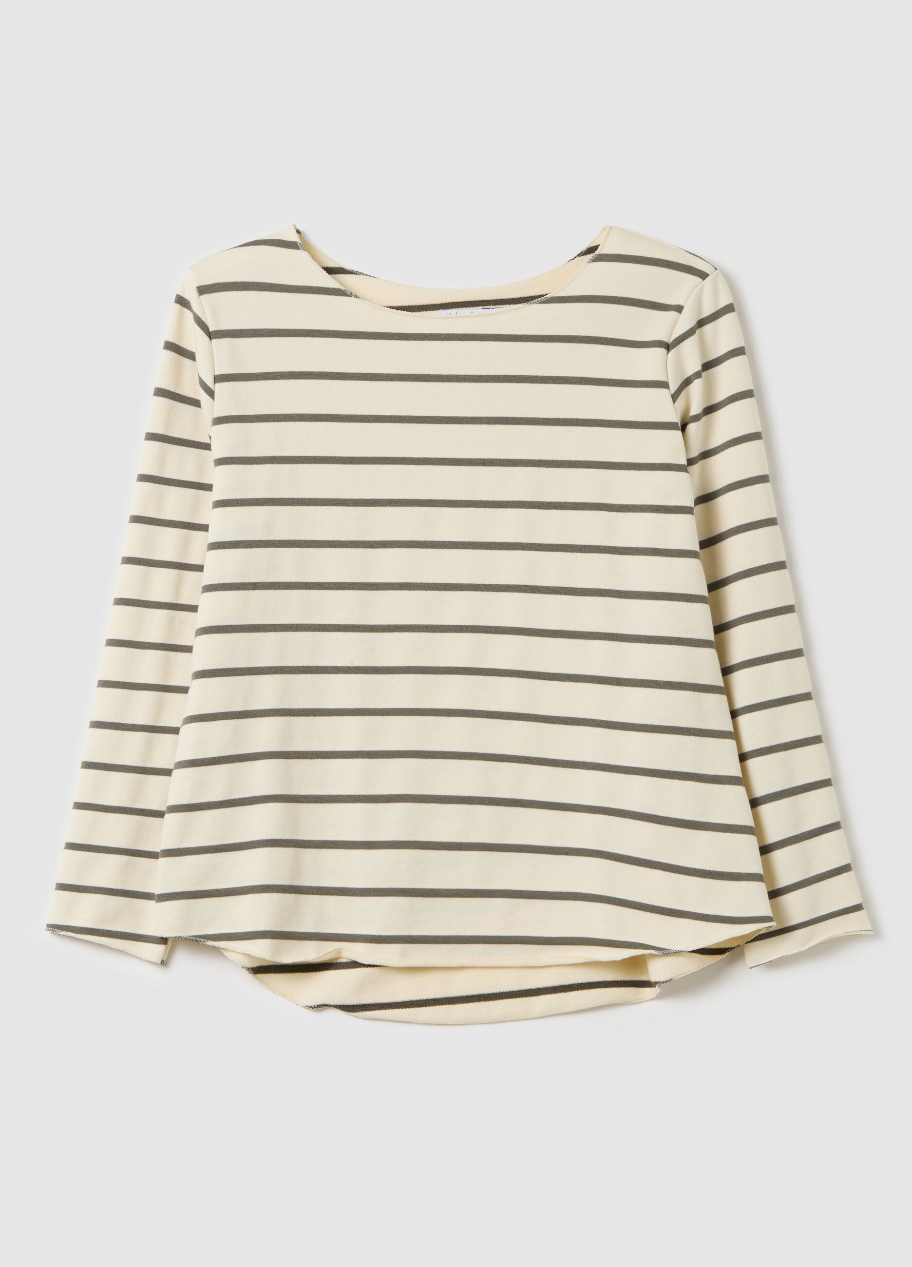 White and grey T-shirt in striped cotton