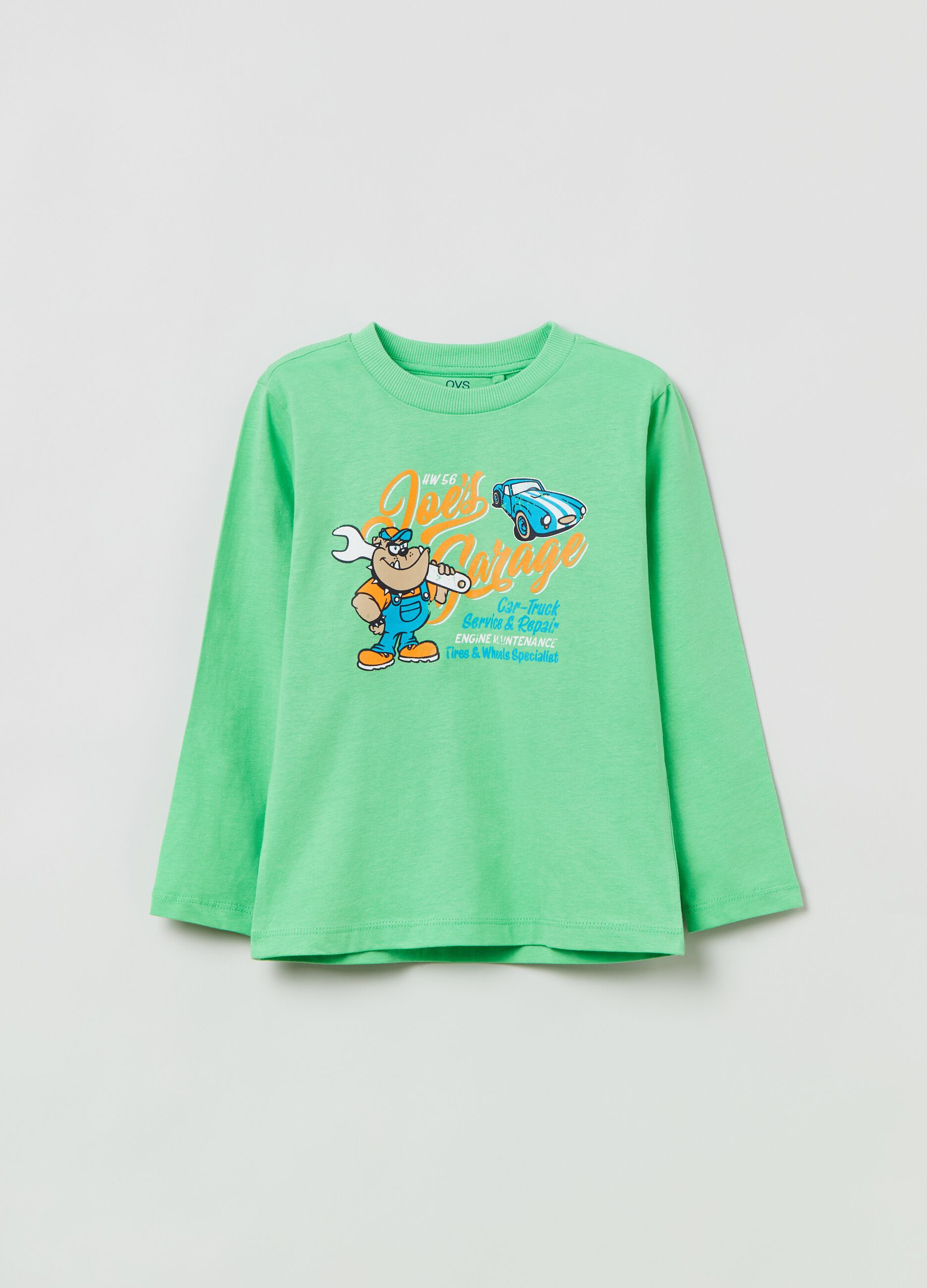 T shirt a maniche lunghe stampa motivo auto