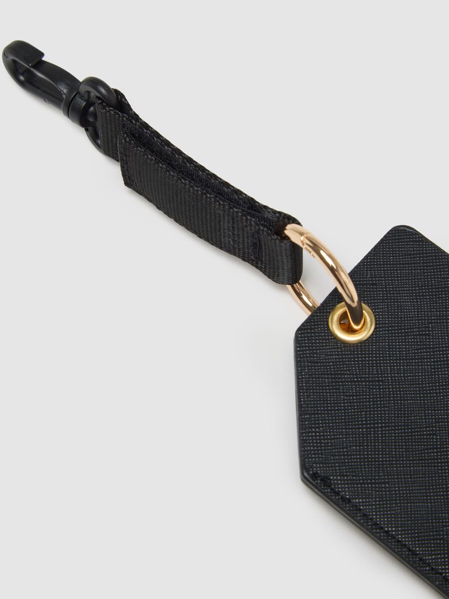 Black rubber luggage tag with details_1