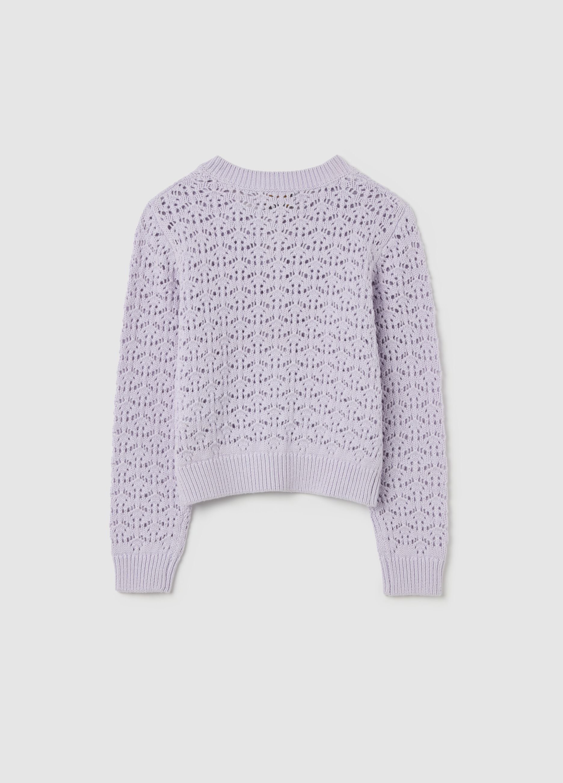 Cotton cardigan with openwork motif
