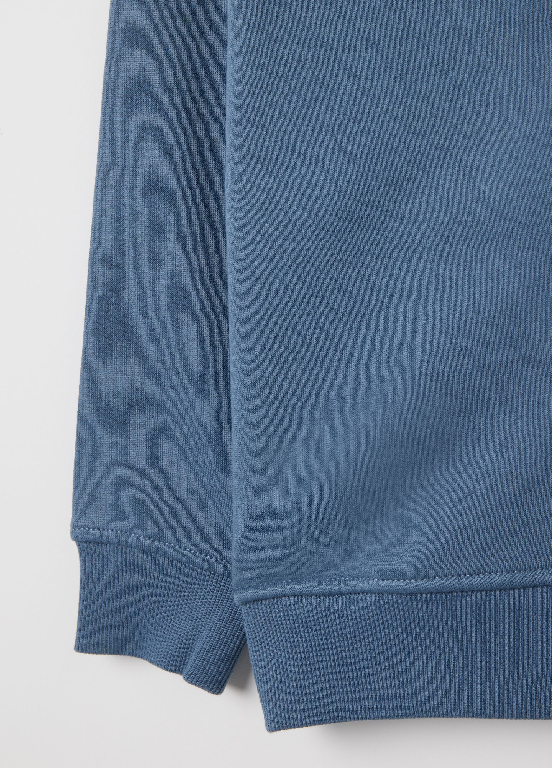 Felpa da bambino in puro cotone blu con zip
