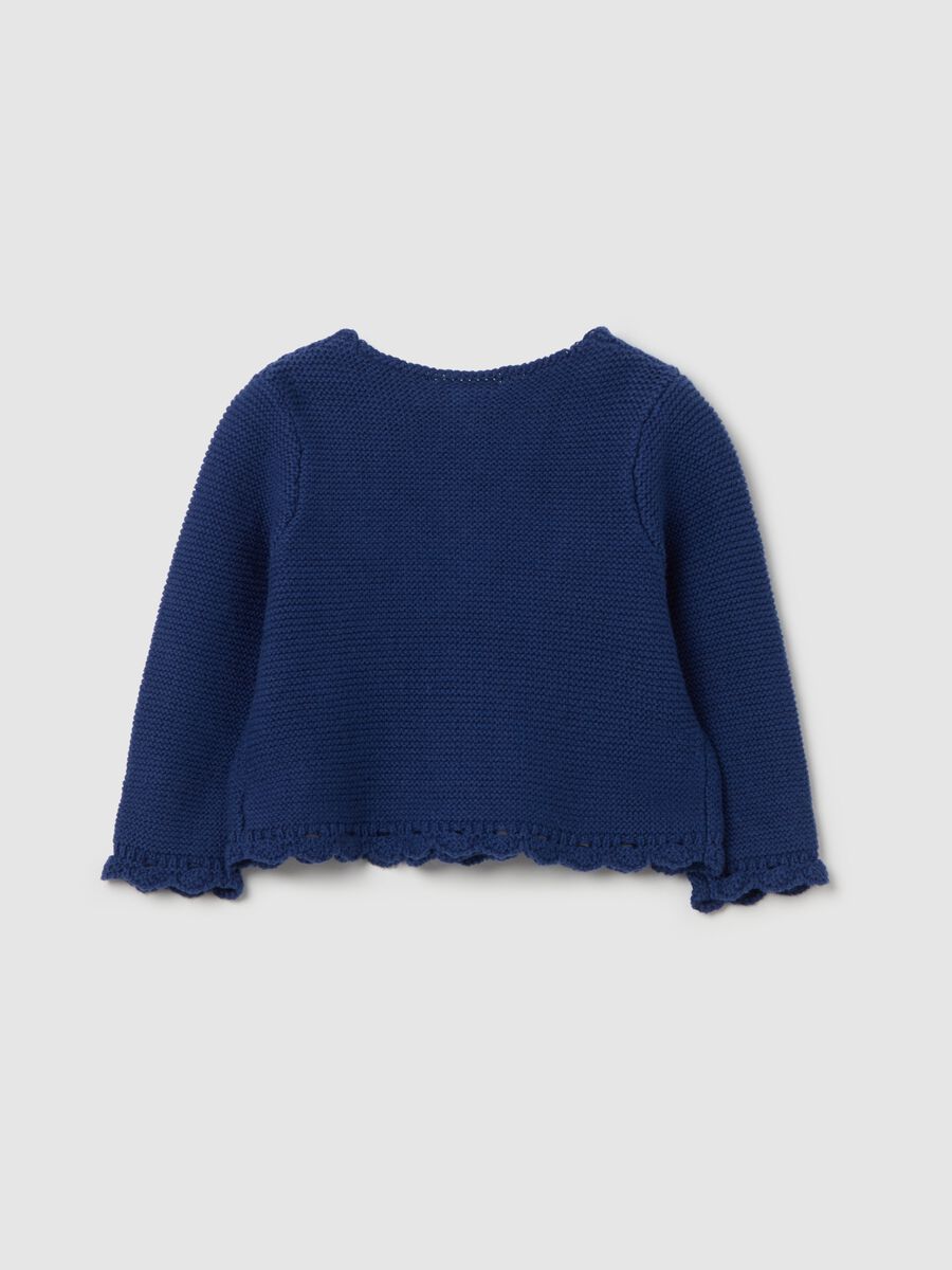 Cotton cardigan with wavy edging_1