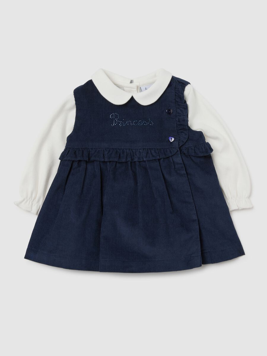 Multicolour newborn dress in pure cotton_0