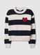 Regular fit multicolour striped cotton blend jumper with heart_4