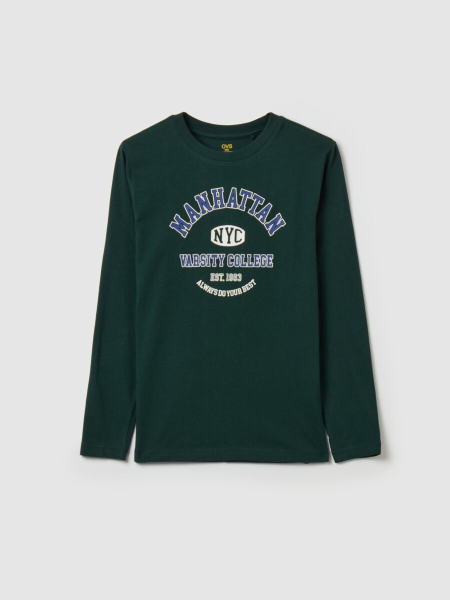 T-shirt a maniche lunghe con stampa college_3