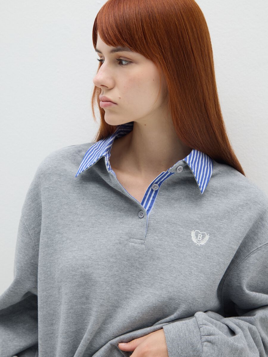 Grey Cotton Blend Sweatshirt Regular Fit_3