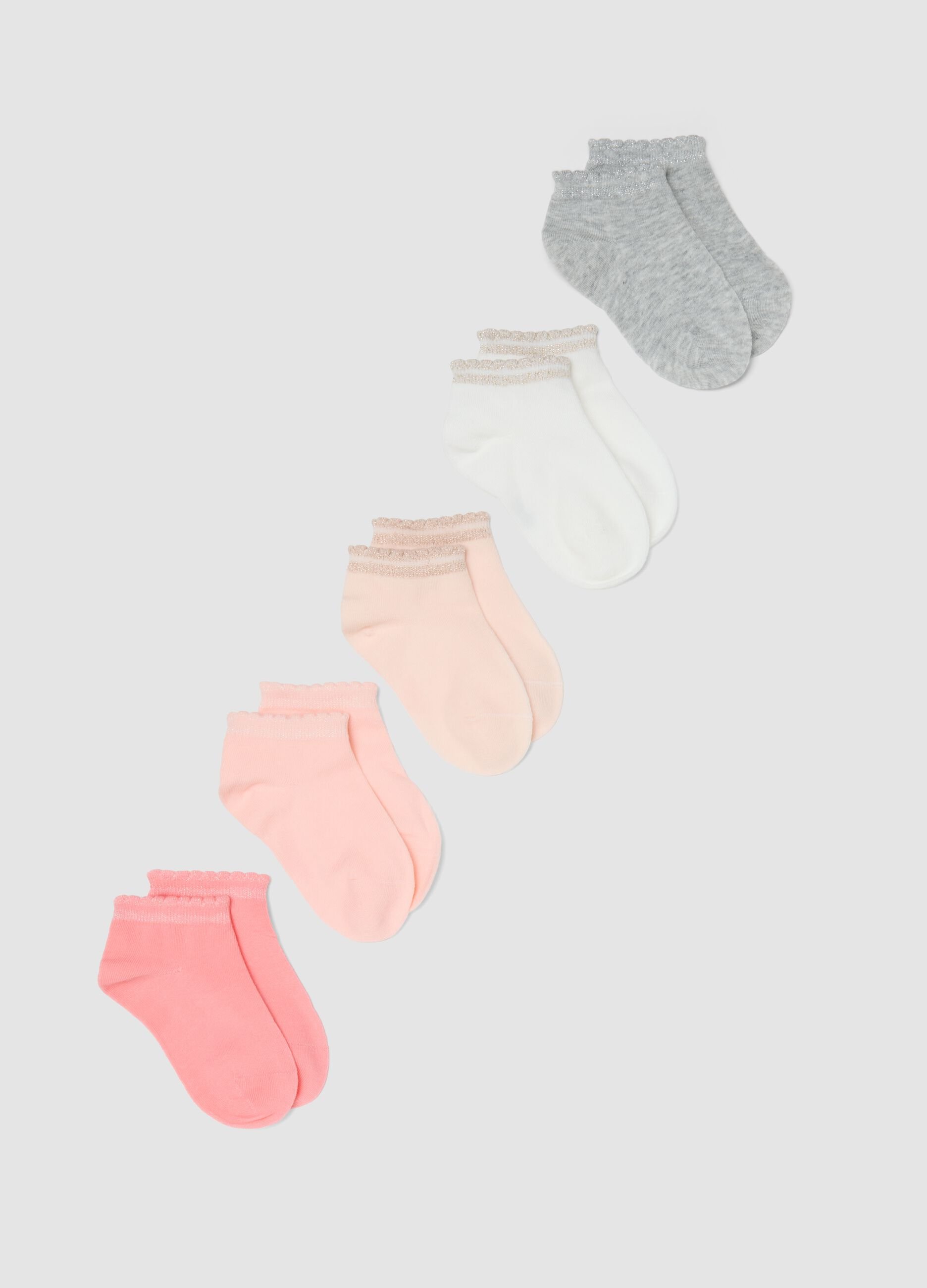 Girls&rsquo; multicolour stretch cotton-blend multipack socks