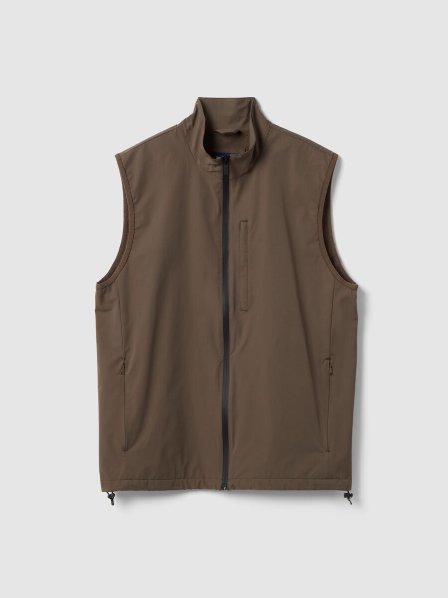 Ultra-light brown regular fit gilet with full zip_4