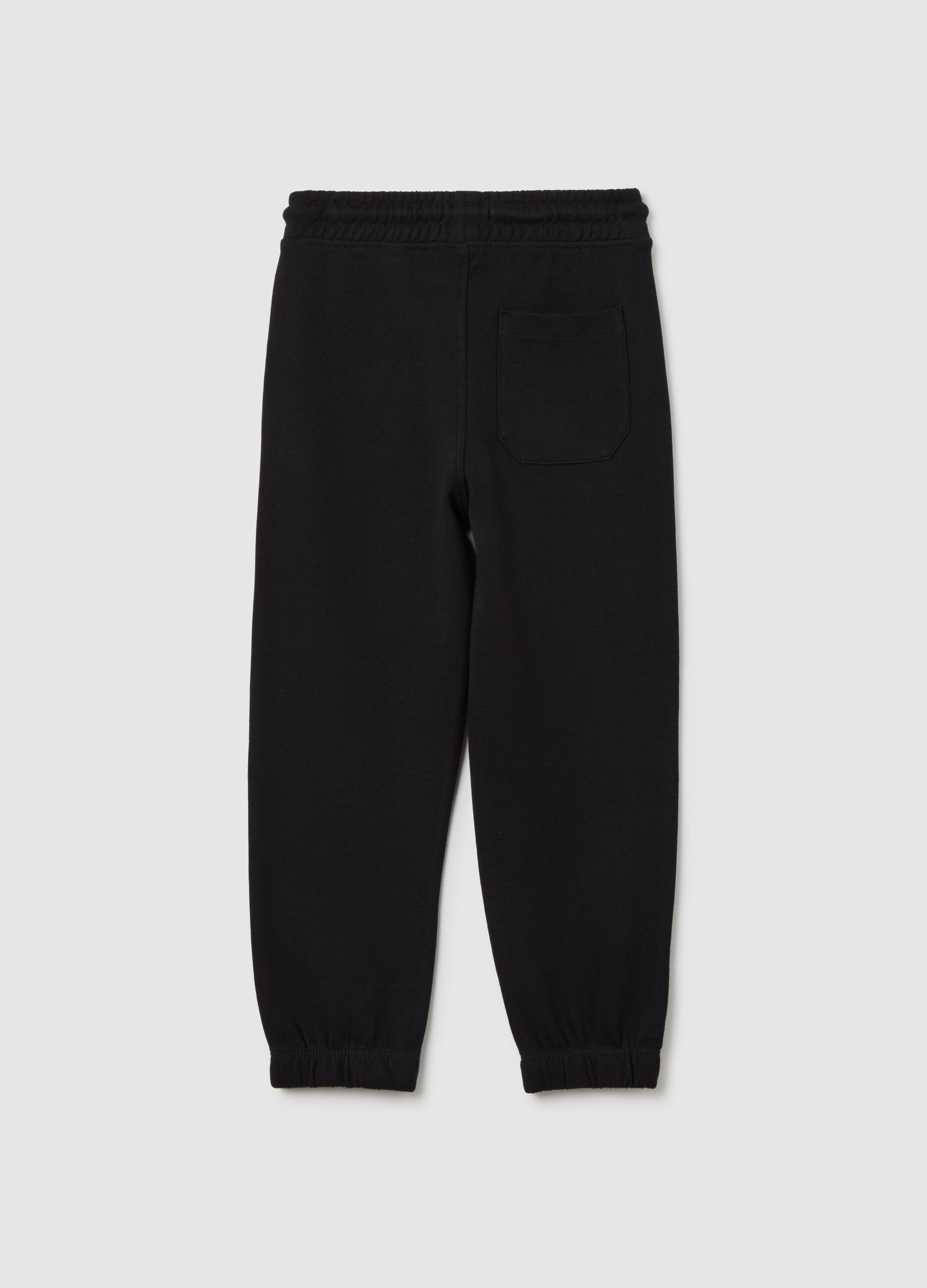 Black pure cotton regular fit kids' jogger trousers