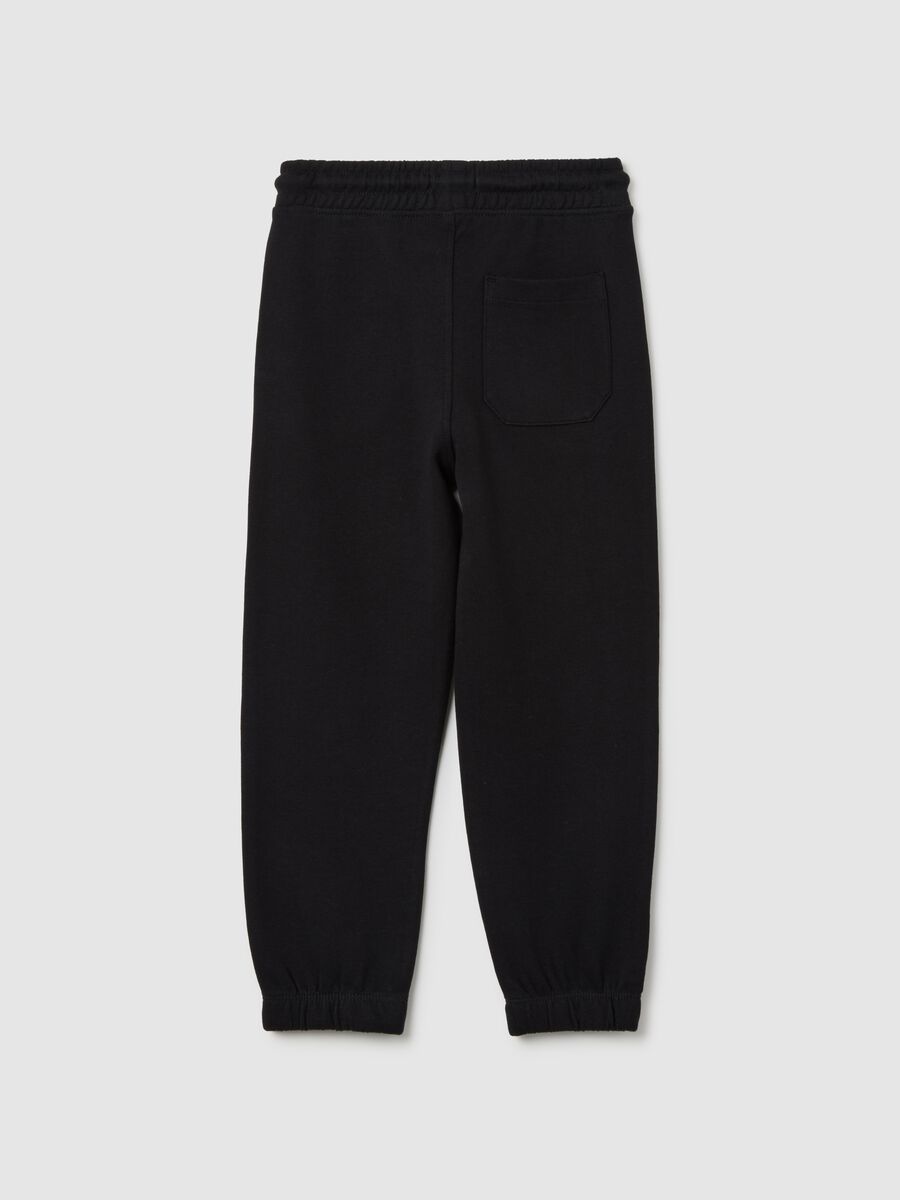 Black pure cotton regular fit kids' jogger trousers_1