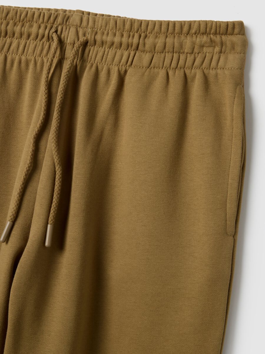 Brown cotton blend jogger trousers regular fit_5
