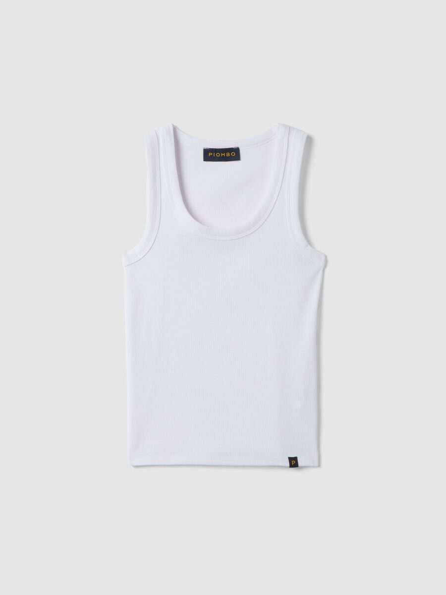 Tank top in cotone elasticizzato bianco regular fit_4