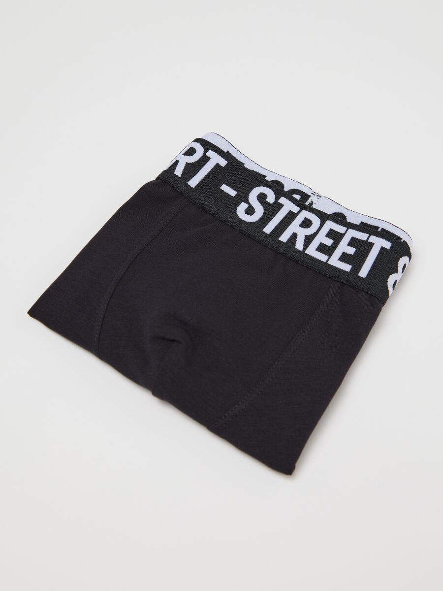 Tripack boxer neri in cotone stretch con scritta_2