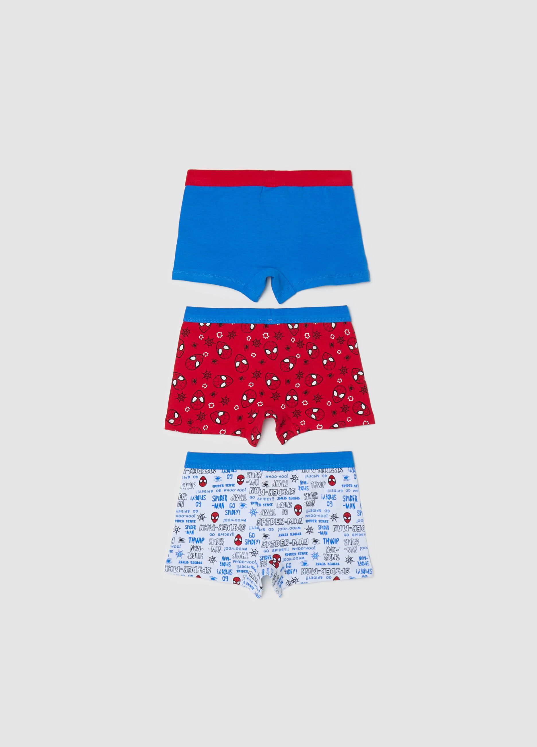 Three-pack boxer shorts in stretch cotton with Spider-Man print