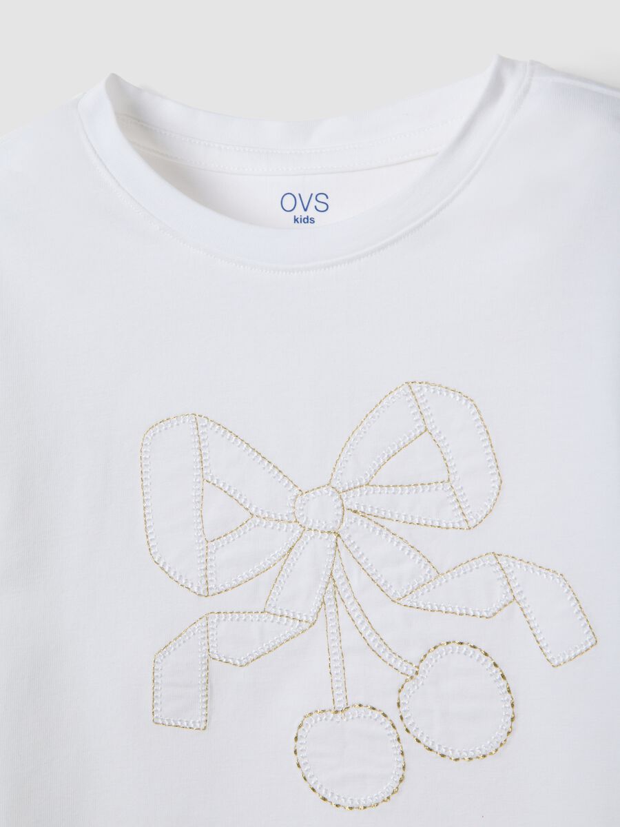 T-shirt in cotone elasticizzato bianco da bambina regular fit_2