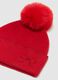 Red girl’s hat with pom pom and glitter_2