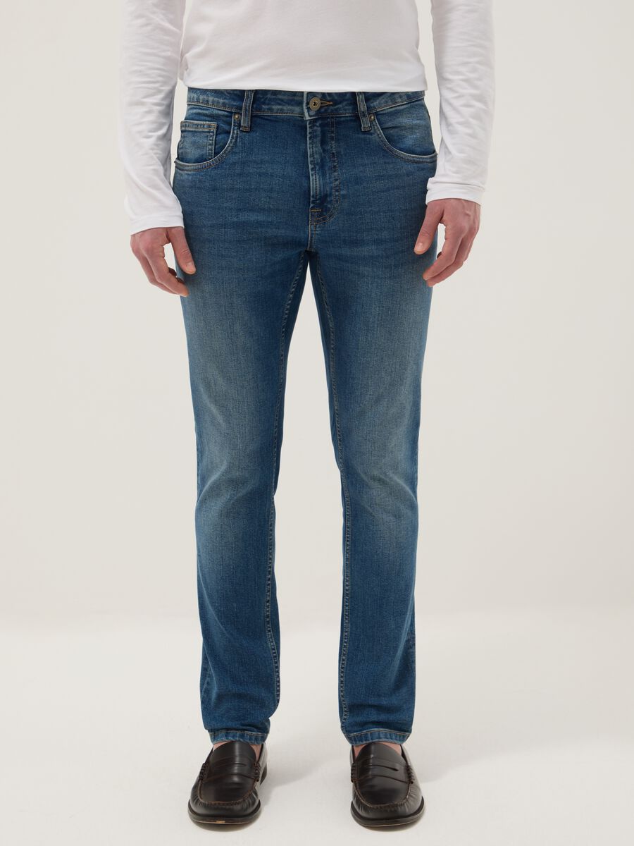 Blue Stretch Cotton Skinny Fit Jeans_1
