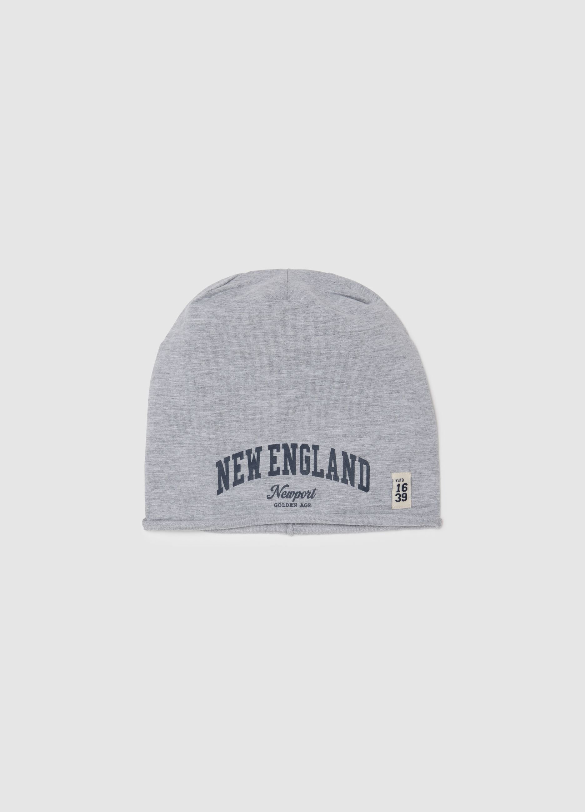 Grey cotton blend children's regular fit hat with lettering