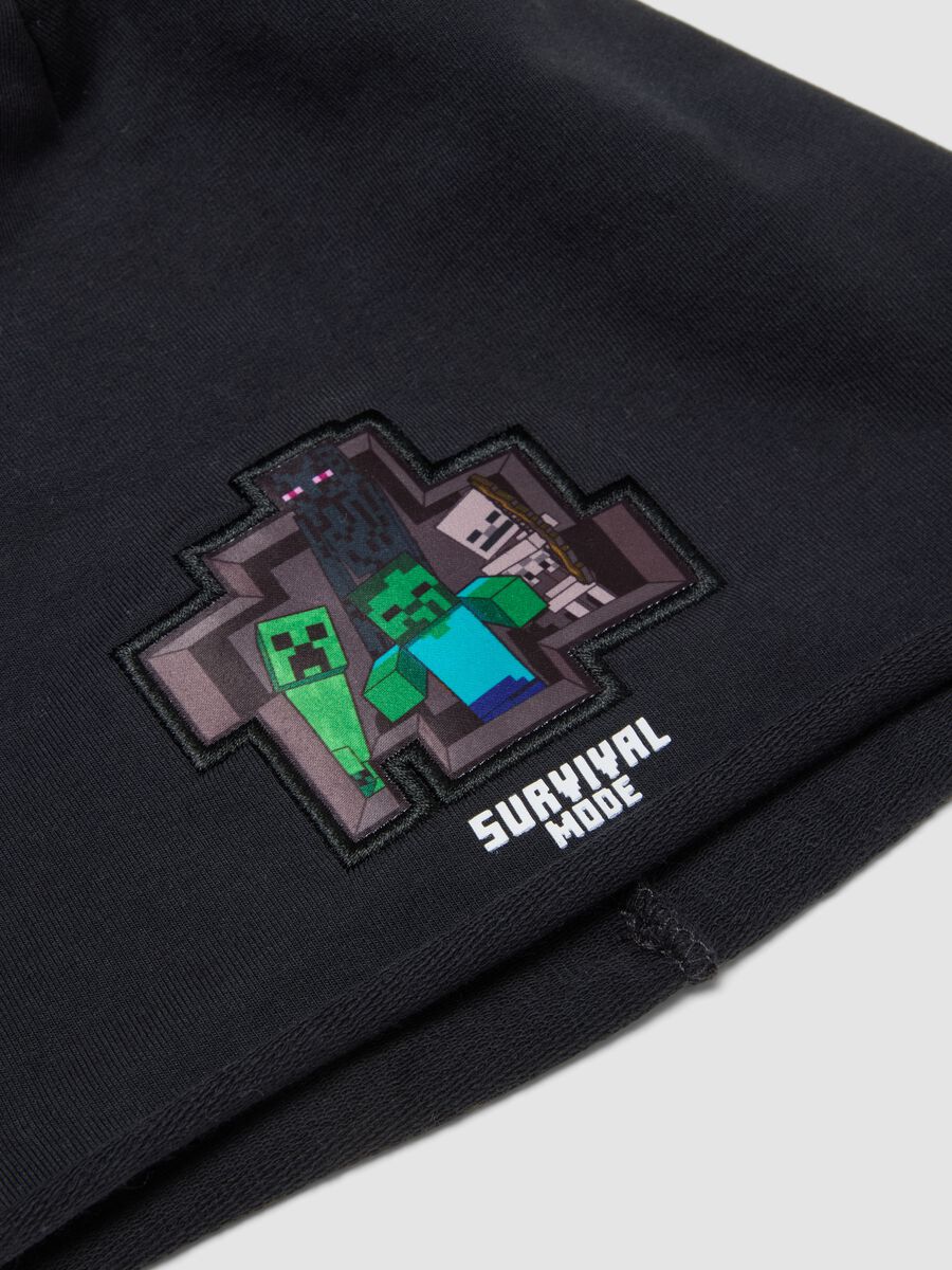 Cappello nero in cotone elasticizzato con ricamo Minecraft per bambino_2