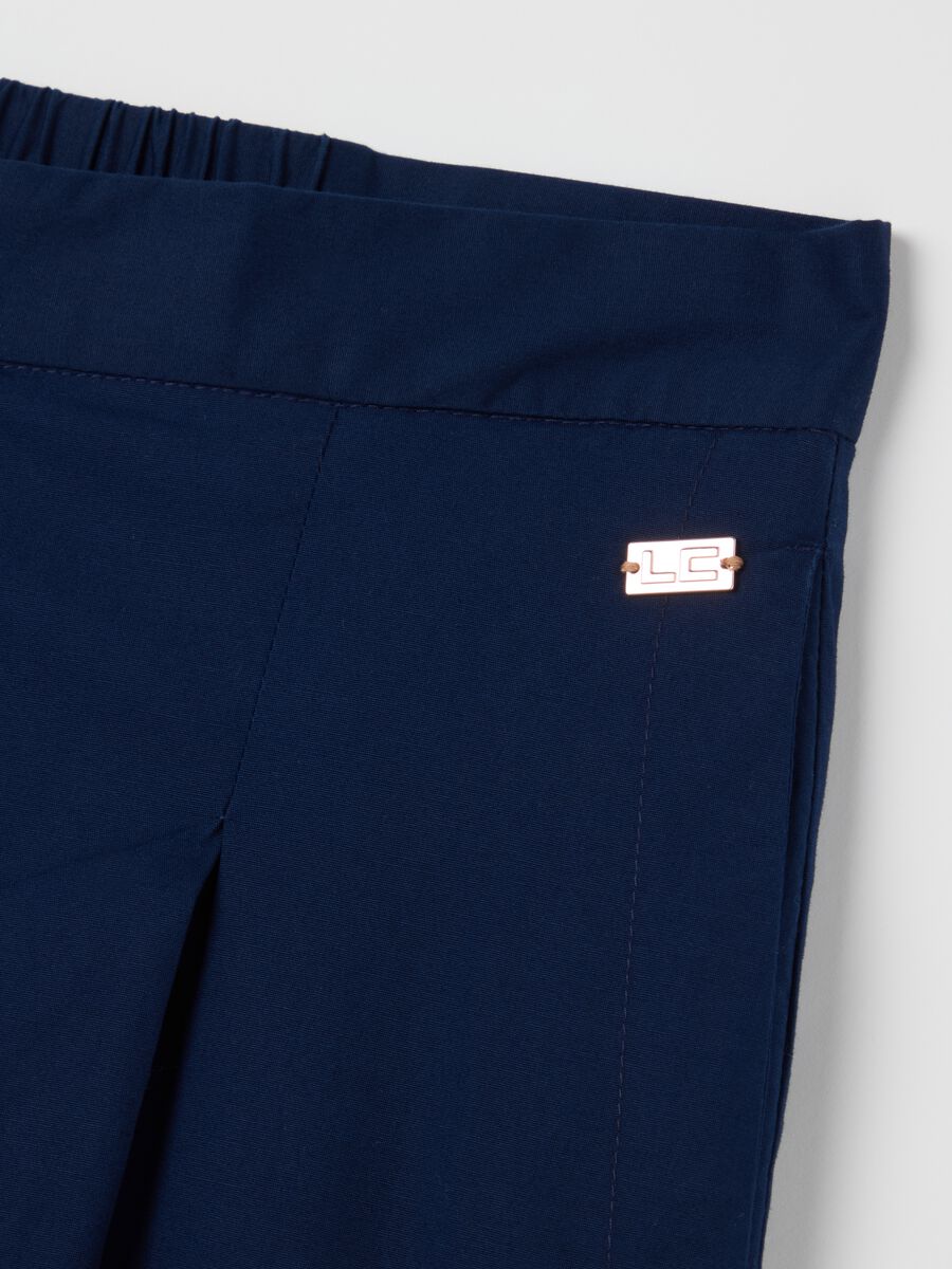 Women's Blue Stretch Cotton Culotte Trousers_5