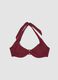 Red stretch triangle bikini top with central buckle_0