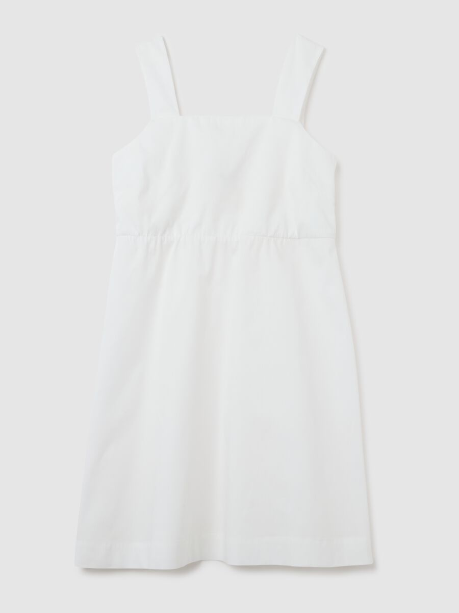 Women's pure white cotton dress regular fit_0
